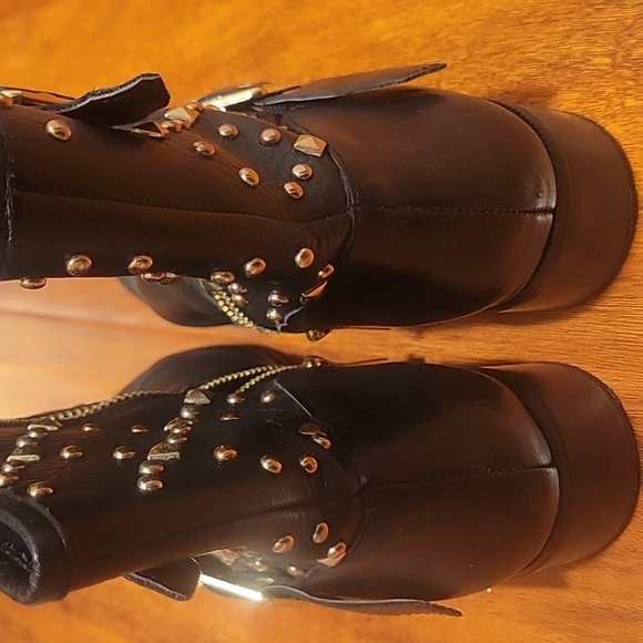 INC International Concepts Genuine Leather Gold Studded Boots - Picture 2 of 3